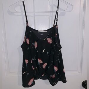 Lush Black Floral Tank Top M